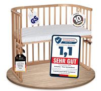 babybay Maxi lit cododo en Bois de hêtre Massif/Compact et modulable/Hauteur du lit réglable en continu/lit bébé évolutif (Vernis Naturel) / avec Matelas