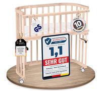 babybay Maxi lit cododo en Bois de hêtre Massif/Compact et modulable/Hauteur du lit réglable en continu/lit bébé évolutif (Naturel Non traité) / avec Matelas, Barres, Roues