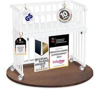 babybay Midi lit cododo en Bois de hêtre Massif/Compact et modulable/Hauteur du lit réglable en continu/lit bébé évolutif (Peint en Blanc) / avec Matelas, Barres, Roues