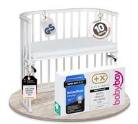 babybay Original lit cododo en Bois de hêtre Massif/Compact et modulable/Hauteur du lit réglable en continu/lit bébé évolutif (Peint en Blanc) / avec Matelas