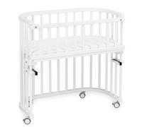 babybay Original lit cododo en Bois de hêtre Massif/Compact et modulable/Hauteur du lit réglable en continu/lit bébé évolutif (Peint en Blanc) / avec Matelas, Barres, Roues