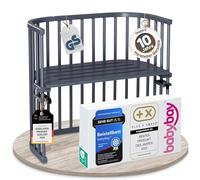 babybay Original lit cododo en bois de hêtre massif / compact et modulable / hauteur du lit réglable en continu / lit bébé évolutif (peint en gris ardoise) / Sans matelas