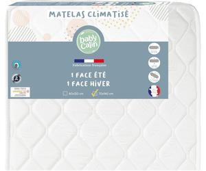 BABYCALIN - Matelas climatisé lit bébé 70 x 140 cm - Polyester/Polypropylène - Blanc| 2 faces de couchage|Garnissage ouate 100% polyester|Densité 24 kg/m³