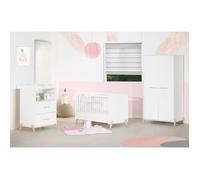 BABYPRICE JOY NATUREL Lit bébé 60*120cm + commode 2 portes et 1 niche