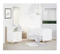 BABYPRICE JOY NATUREL Lit évolutif 70*140cm + commode 2 portes et 1 niche