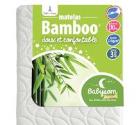 Babysom - Matelas Bébé Bamboo - 60x120 cm | Viscose au Toucher Ultra Doux | Aéré et Absorbant | sans Traitement Chimique | Épaisseur 10 cm | Déhoussable | Oeko-Tex® | Fabrication française