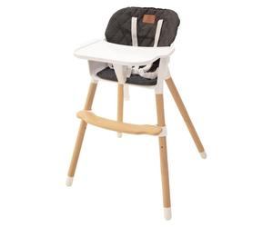 BabyTrold Markland Kløver Sand – chaise haute robuste et confortable en hêtre, avec ceinture de sécurité, plateau et coussin d'assise