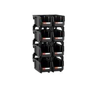 VEVOR Bac à Bec Empilable Lot de 8 Bacs de Rangement Plastique 27,6 x 14 x 13 cm Boites de Rangement Empilables pour Atelier, Garage, Petites Pièces, Fournitures de Bureau et Autres Accessoires, Noir