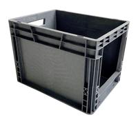 Bac de stokage plastique gerbable norme Europe avec paroi ouverte sur le côté - 25 litres - dim : H 29 x L 30 cm