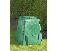 Bac à compost AEROQUICK 290 (bac de jardinage d'une capacité de 290 l pour les déchets organiques) en plastique recyclé résistant aux UV, doté d'un double mécanisme d'ouverture - Couvercle conique lai