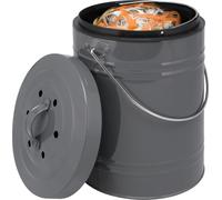Bac à compost avec seau intérieur de 5 litres, filtre à charbon actif, poubelle biologique, gris