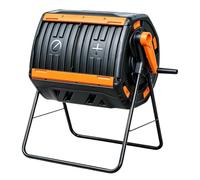 Bac à Compost Bio Double Compartiment pour Jardin et Terrasse | Composteur de Jardin Rotatif 200L à Rotation Facile pour Gazon et Épluchures de Légumes avec Châssis(Orange)