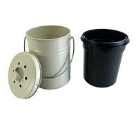 Bac à Compost D'intérieur en Métal Blanc avec Couvercle Hermétique | Seau Compact avec Poignée, Structure Détachable Facile à Nettoyer, Cuisine, Comptoir et Table
