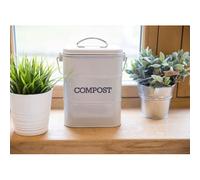 KitchenCraft Living Nostalgia Metal Kitchen Compost Bin, French Grey, 16.5 x 12 x 24 cm