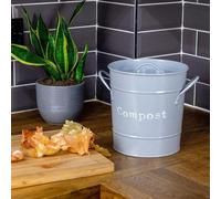 Bac à compost en acier - Poignée intérieure - 60 L - Gris