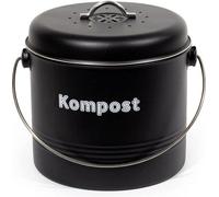 Bac à compost organique, 7 litres, en métal, avec filtre à charbon actif, style vintage, noir mat.