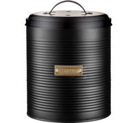 Bac à compost OTTO | poubelle hermétique gfe cuisine 2,5 L | acier noir revêtu avec couvercle | filtre à charbon actif interchangeable | 17,5 cm | pour déchets de cuisine compostables