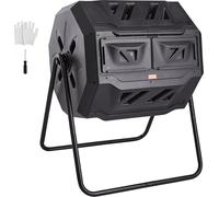 Bac à compost, tambour de compostage à double chambre de 43 gallons, grand composteur rotatif à tambour avec 2 portes coulissantes et cadre en acier, bac à compost sans BPA pour le jardin, la cuisine,