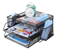 Bac à courrier à 2 niveaux, plateau de classement pour bureau, organiseur de papier A4, porte-documents pour bureau, maison et école