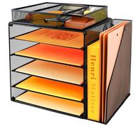 Bac à courrier à 6 Niveaux avec Porte-Documents Vertical, Organiseur de fichiers de Bureau avec tiroir, Plateaux de classement de Bureau A4, Porte-Magazines et Documents pour Bureau à Domicile, Noir