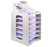 Bac à courrier A4, plateau de classement de papier à 7 niveaux, organiseur de bureau avec plateau de classement empilable, organiseur de papier de bureau avec porte-stylo (blanc), HMXLJJY-70