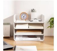 Bac à courrier empilable à 4 Niveaux, Organiseur de Bureau | porte-documents A4 pour bureau, école (blanc horizontal)