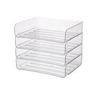 Bac à courrier empilable à 4 niveaux, organiseur de bureau, porte-documents A4 pour bureau, école (horizontal transparent)