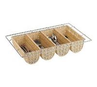 APS Germany Bac à couverts CB674 GN 1/1, rotin et métal, beige, H100 L530 l325 mm