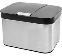 Bac à déchets/compost de cuisine - 43 L Caddy pour plan de travail - 25 x 17 cm - noir/argent plastique et inox bac à compost/déchets avec couvercle