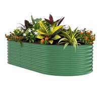 BAC A FLEUR-Banc de Jardin surélevé d'extérieur en métal galvanisé-Jardinière extensionérieure antirouille,vert,3 x 1,2 x 30 cm