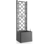 Bac à Fleur Carré Stefanplast Natural Deluxe avec Treillis, Stone Gris, 43x43x142cm, 35L