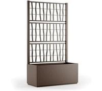 Bac a fleur Ethica rectangulaire 80 cm avec treillis taupe Marron G