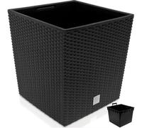 Bac À Fleurs Anthracite 64 L Aspect Polyrotin Pot De Fleurs Avec Poignée Jardinière Intérieur Extérieur Jardinière Cache-Pot Multicolore