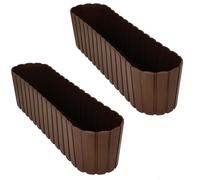 KOTARBAU® 2 pcs Jardinière Exterieur - Plastique - 60 x 14 x 13cm - Brun - Pot De Fleur Exterieur - Jardiniere Balcon - Rustique - Rectangulaire - Grand Cache-Pot