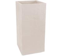Bac a fleurs Carré Haut 40 cm - EDA - Volcania - 31 L - Intérieur/Extérieur - 39,5 x 39,5 x H 80 cm - Beige Calcaire