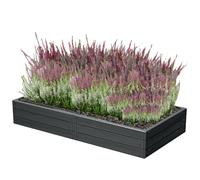 Bac à fleurs de jardin, bac à plantes surélevé, bac à plantes Anthracite, imitation bois 149,2x75,6x25 cm-Parfaitement adapté à la plantation de fleurs, à la culture de plantes et d'herbes aromatiques