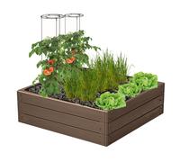 Bac à fleurs de jardin, bac à plantes surélevé, bac à plantes brun, imitation bois 75,6 x 75,6 x 25 cm- Parfait pour planter des fleurs, faire pousser des plantes et des herbes aromatiques