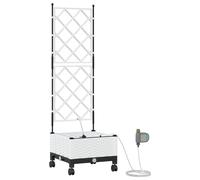 Bac à fleurs de jardin vidaXL avec système d'arrosage et roulettes, blanc, en PP