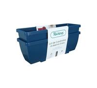 Bac A Fleurs Eva - Lot 2 Jardinieres - Plastique - 57 Cm - Bleu