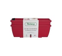 Riviera RIVIERA EVA - Lot de 2 Jardinières en Résine Polypropylène - 57 x 19.5 x 19.5 cm - Résistantes au Gel - Contenance 9 L Terre - Rouge