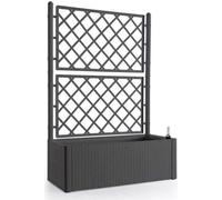 Bac à Fleurs Jardinière avec Treillis Stefanplast Natural Deluxe, 100 x 43 x 142 cm, 90 + 6,5 L Réserve, Anthracite