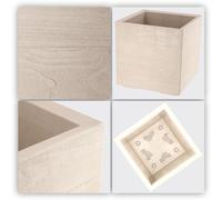 Bac à fleurs KADAX sur roulettes, 39 x 40 cm, grand bac à fleurs en plastique au look béton moderne, pot de fleurs carré pour terrasse et jardin (Latte)