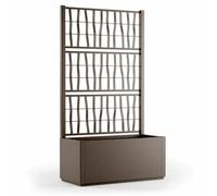 Bac à fleurs rectangulaire Ethica 80 cm avec treillis taupe