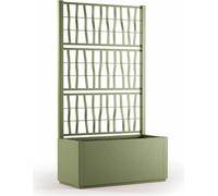 Bac à fleurs rectangulaire Ethica 80 cm avec treillis vert