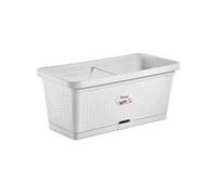 Bac à fleurs rectangulaire NATURAL - 66L - 80 cm - Plastique - Blanc