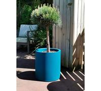 Bac A Fleurs Rond Riviera Granit - Plastique - Diametre 50 Cm - Bleu Bleu