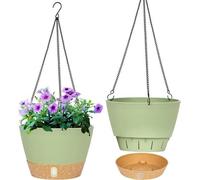 Bac à fleurs suspendu 20 cm, vert, pour l'intérieur et l'extérieur, avec trous de drainage