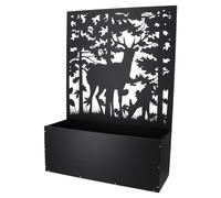 Bac à fleurs + treillis avec un motif de cerf - Noir - L 100,4 x H 140,1 cm