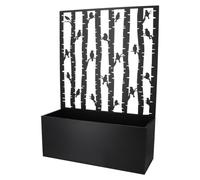 Bac à fleurs + treillis avec un motif d'oiseau - Noir - L 100,4 x H 140,1 cm