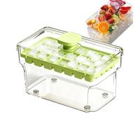 Bac à glace - 34 compartiments avec couvercle et récipient empilable | Machine à glace à pression pour congélateur | Avec whisky, bière, boissons froides, café, jus, fête, pique-nique en plein air